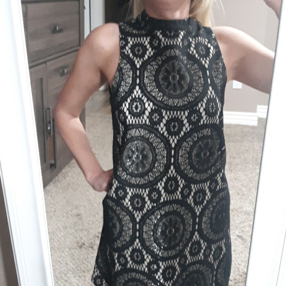 Like New Love Fire Black High Collar Dress Size S